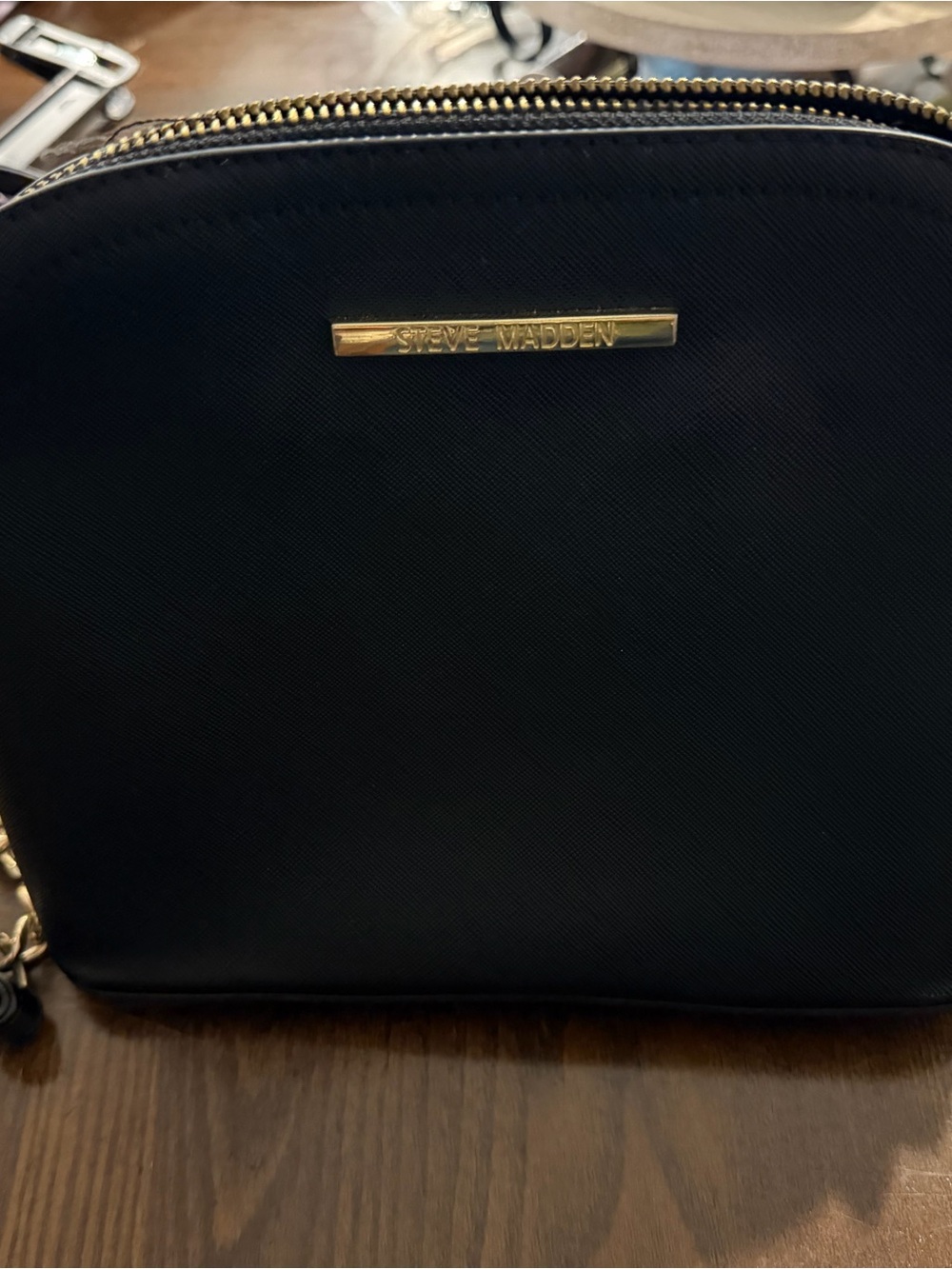 Steve Madden Black Crossbody Bag with Gold Hardware